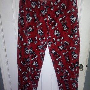 Mickey mouse adult lounge fleece bottoms.